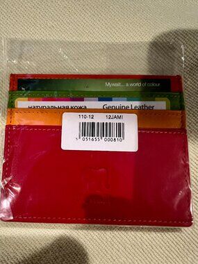 NWT Mywalit Jamaica Multi Color Nappa Leather Mini Credit Card ID Holder